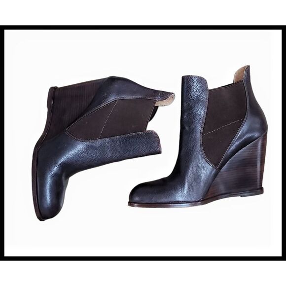 Corso Como Lexy Leather Wedge Boot Bootie Pull On Coffee Brown 8.5 - Picture 7 of 9